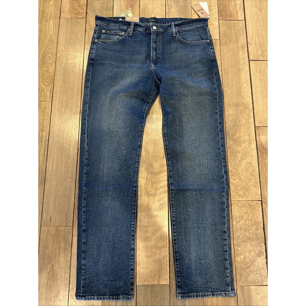 Polo Ralph Lauren The Varick Straight Slim Jeans Men's 38T X 36 Blue Denim